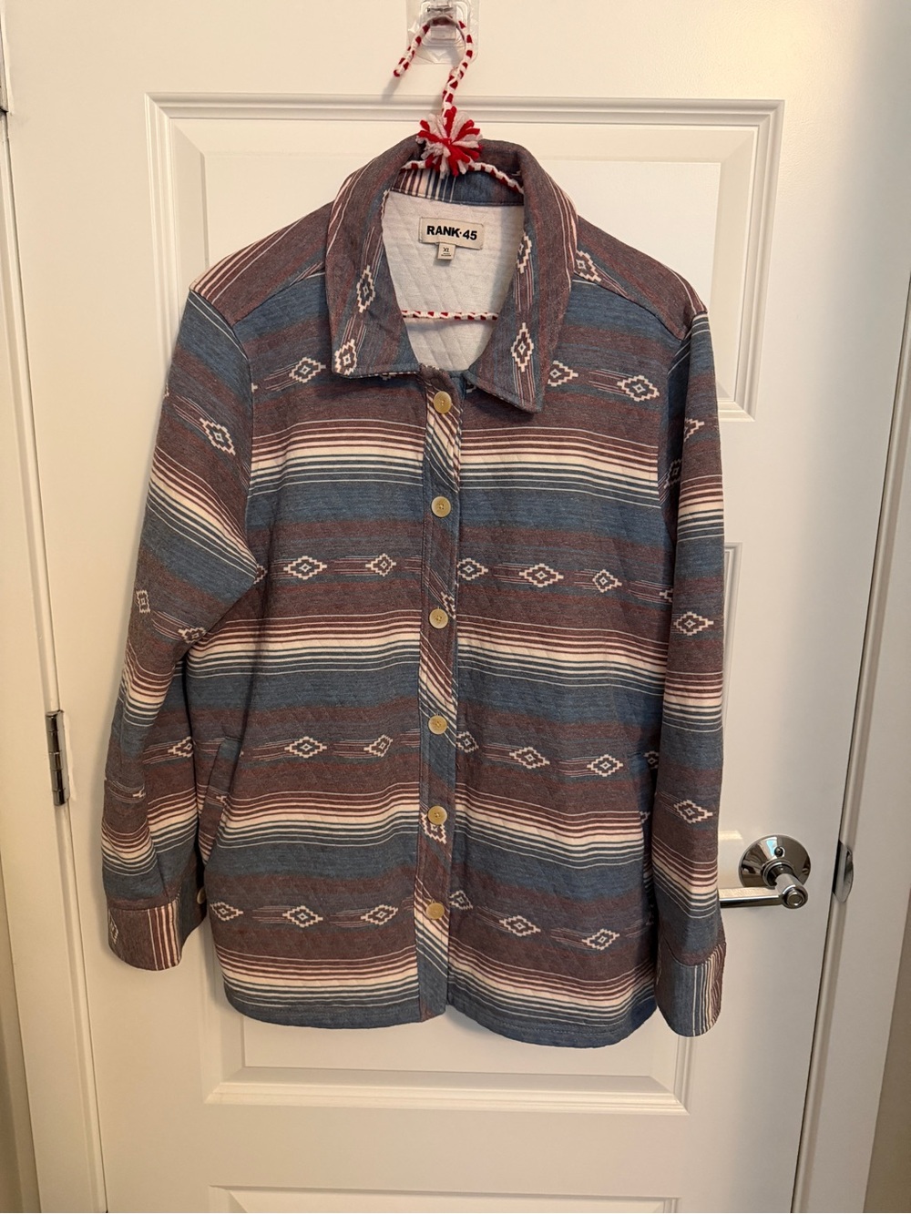 Rank-45 Women's Striped Utility Jacket in Blue & Brown